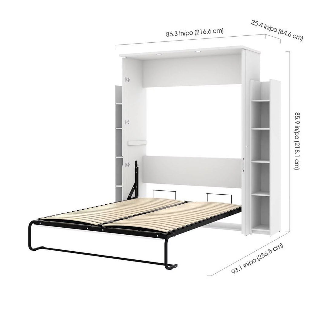 White Queen Murphy Bed with 2 Storage Units A165052