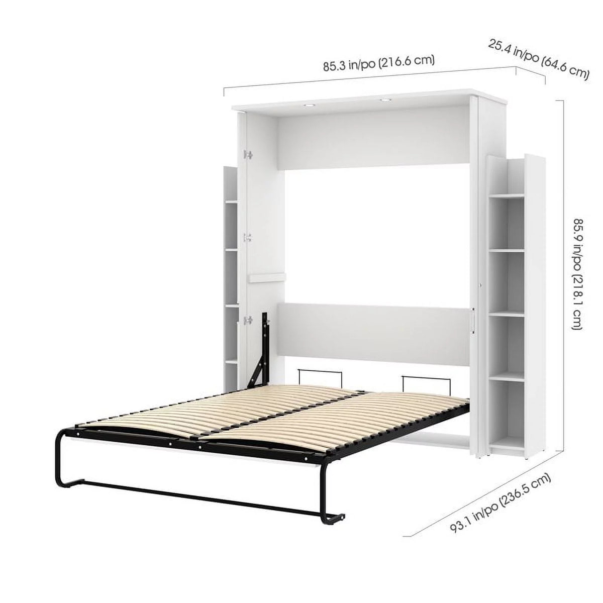 White Queen Murphy Bed with 2 Storage Units A165052