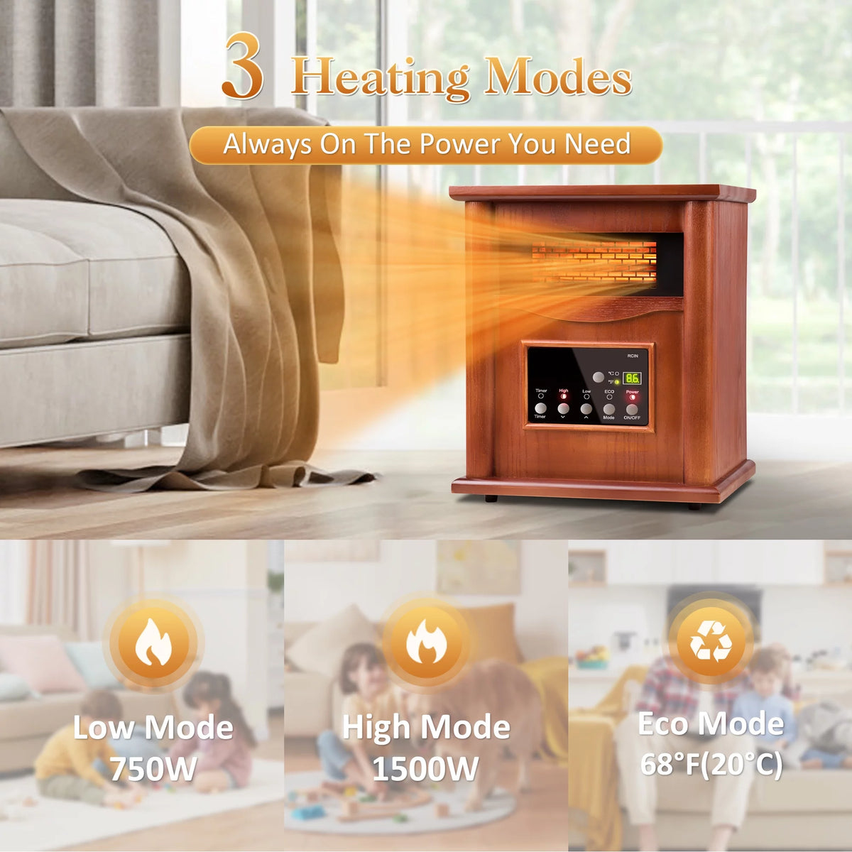 1500W Electric Infrared Quartz Space Heater Z495788