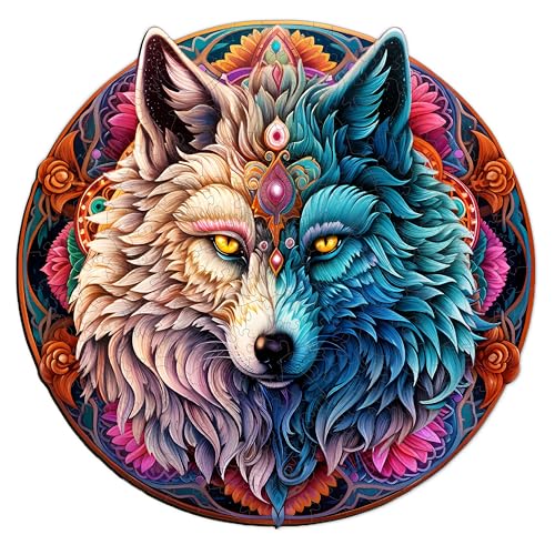 Mandala Yin Yang Wolf Wooden Puzzle (190pcs, 11.4"x11.1") U148291