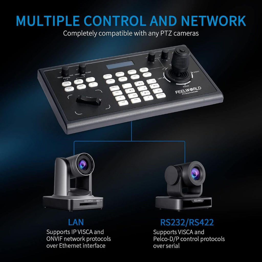 PTZ Camera Controller with Joystick and Keyboard Control LCD Screen PoE Supported K61515