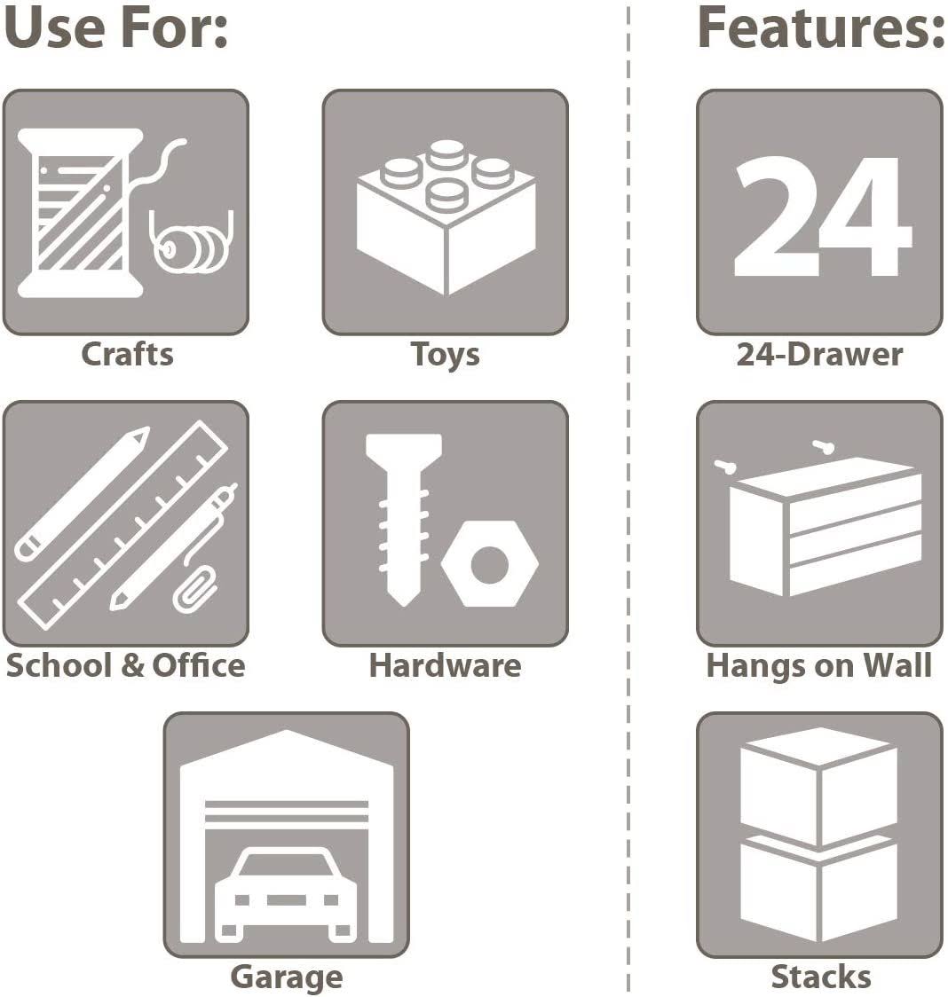 24 Drawer Plastic Parts Storage Cabinet T857