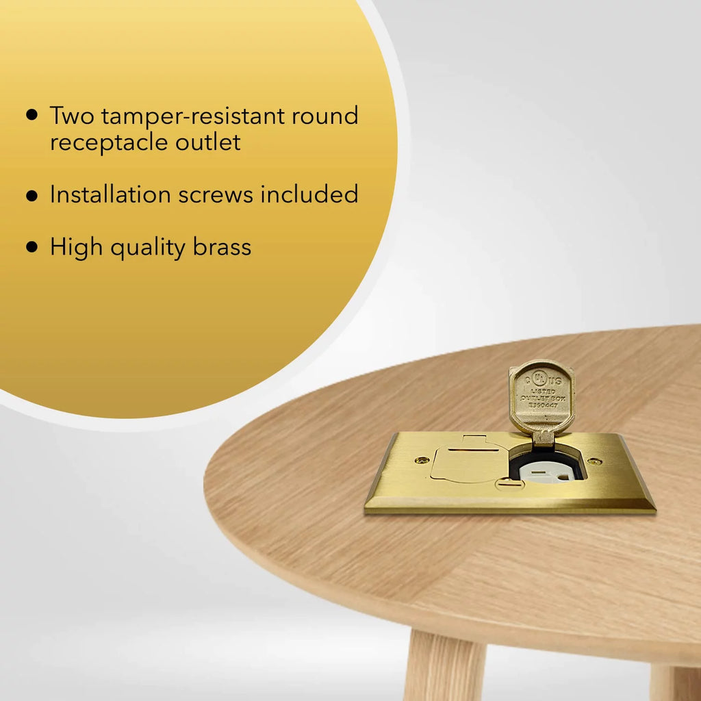20A Tamper Resistant Recessed Floor Outlet with Flip Lid and Brass Cover K161770