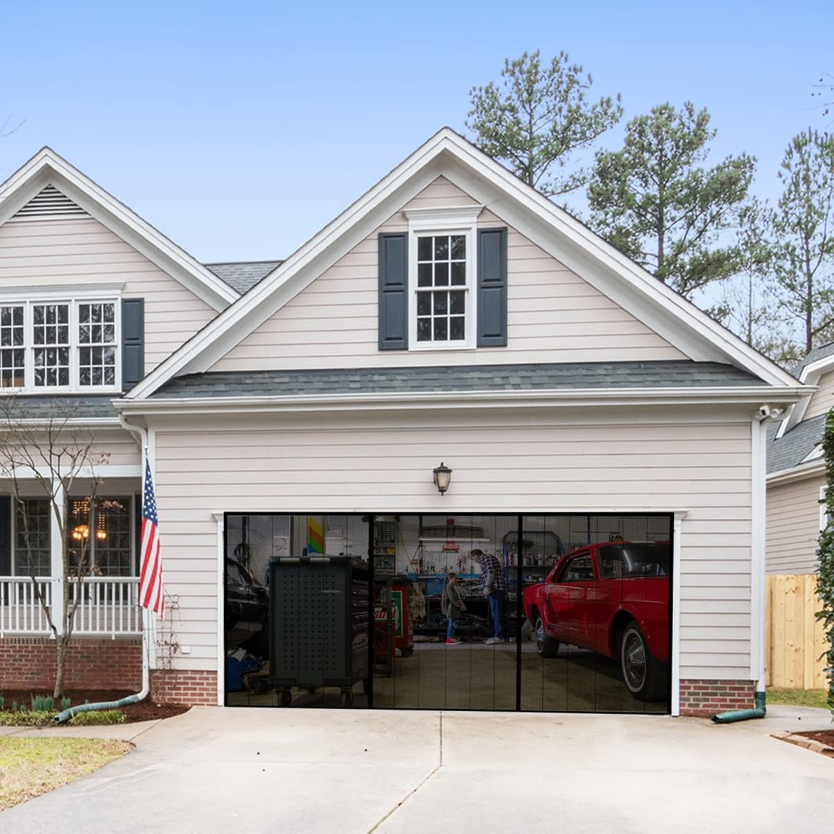 Self Closing Garage Mesh Screen Door with Magnets B51078