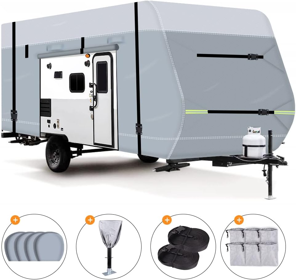 Waterproof Oxford Travel Trailer RV Cover with Tire Cover D140674