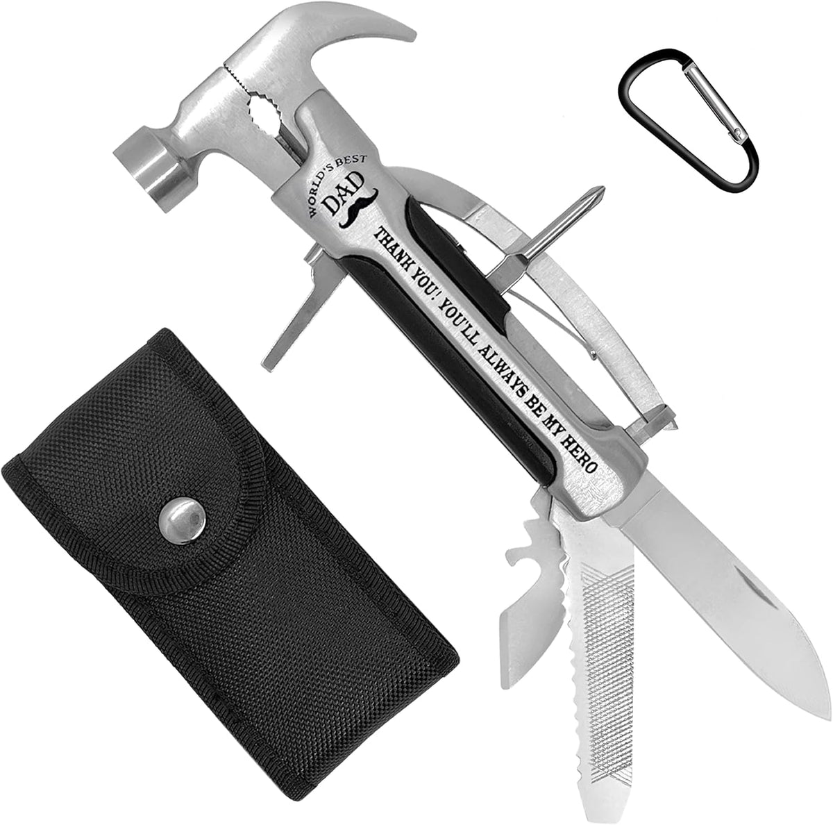 Stainless Steel Hammer Multitool with case and clip Z651