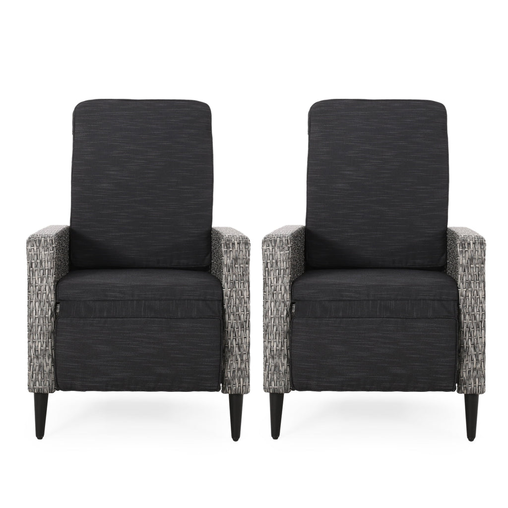 Set of 2 Wicker Outdoor Recliner with Cushion S82086
