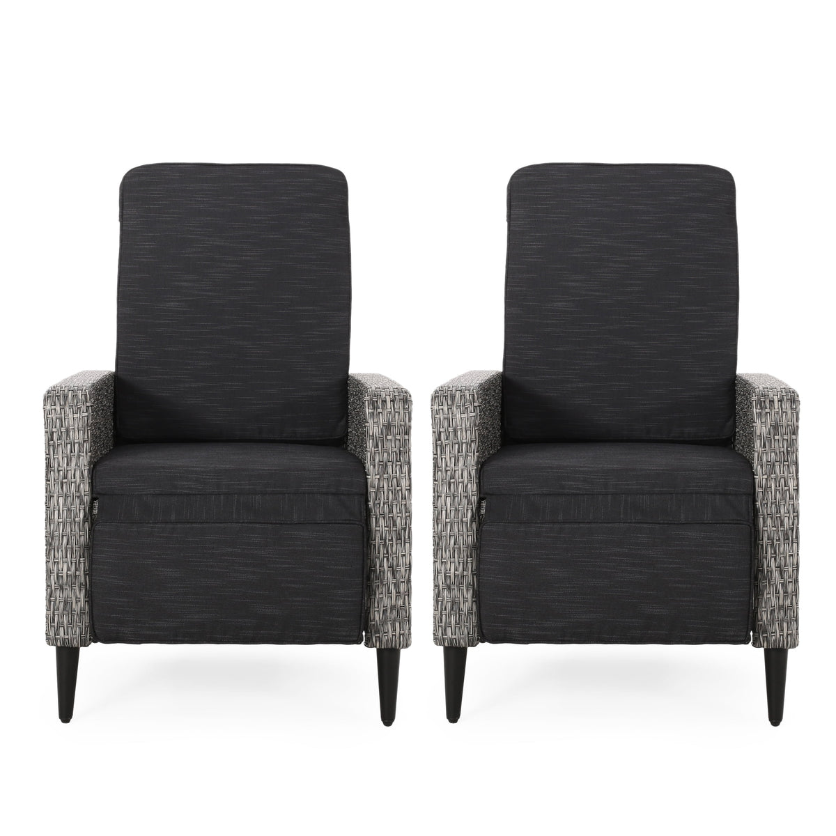 Set of 2 Wicker Outdoor Recliner with Cushion S82086