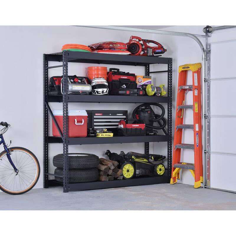 4-Tier Steel Garage Storage Shelving Unit in Black N7294