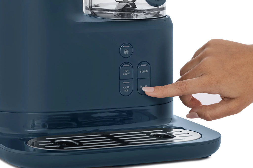 Navy Blue Single Serve Iced and Hot Coffee Maker and Blender U23403