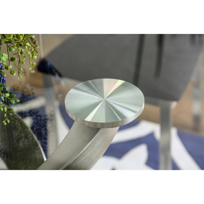 Round Clear Glass Top Dining Table in Silver G880093