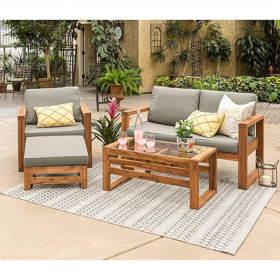 4-Piece Acacia Wood Patio Chat Set in Brown M761