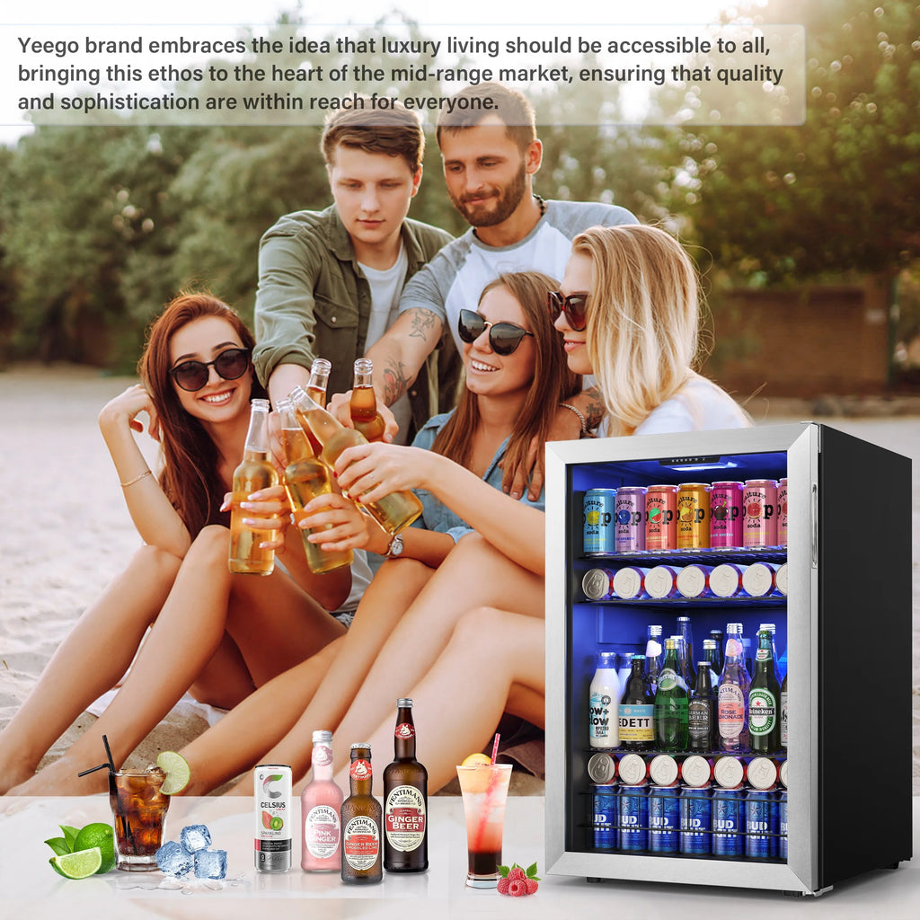 141-180 Can Freestanding Mini Beverage Refrigerator with Glass Door J2684