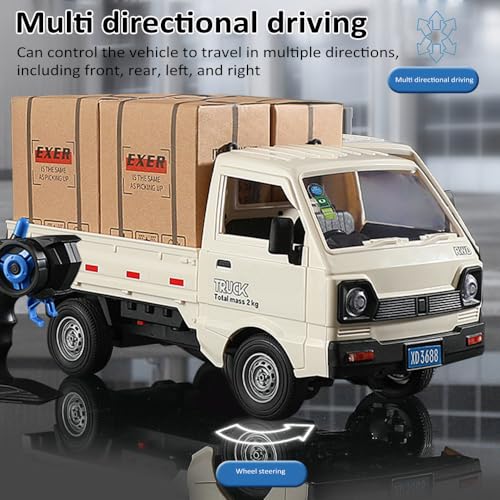 Remote Control Car 1:16 Scale RC Pickup Truck 2.4GHz All Terrain with Spray & Light 3 Batteries White H898