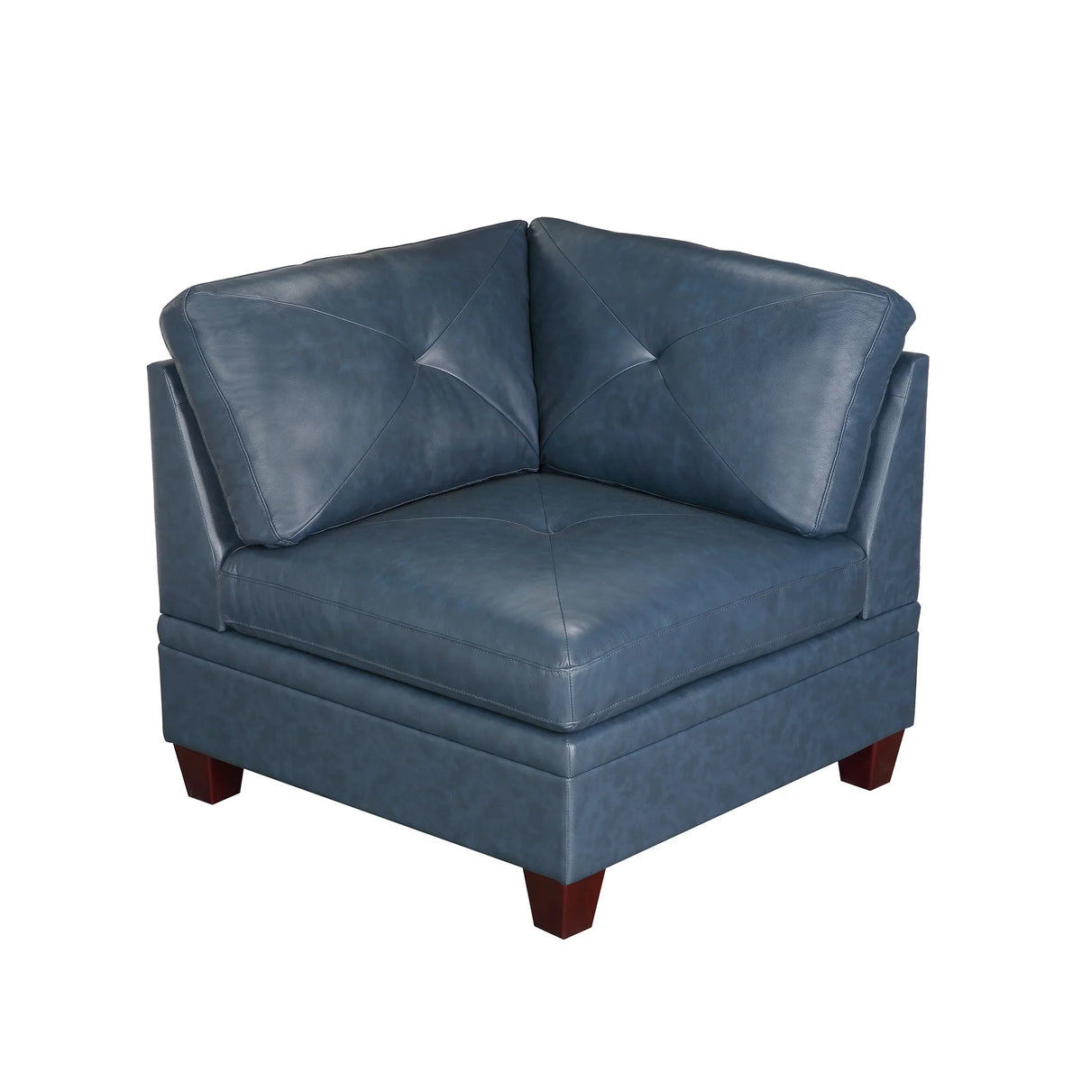Ink Blue Top Grain Leather 7pc L-Sectional Sofa P66872