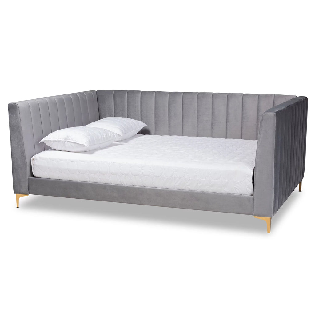 Light Grey Velvet Queen Daybed Y25446