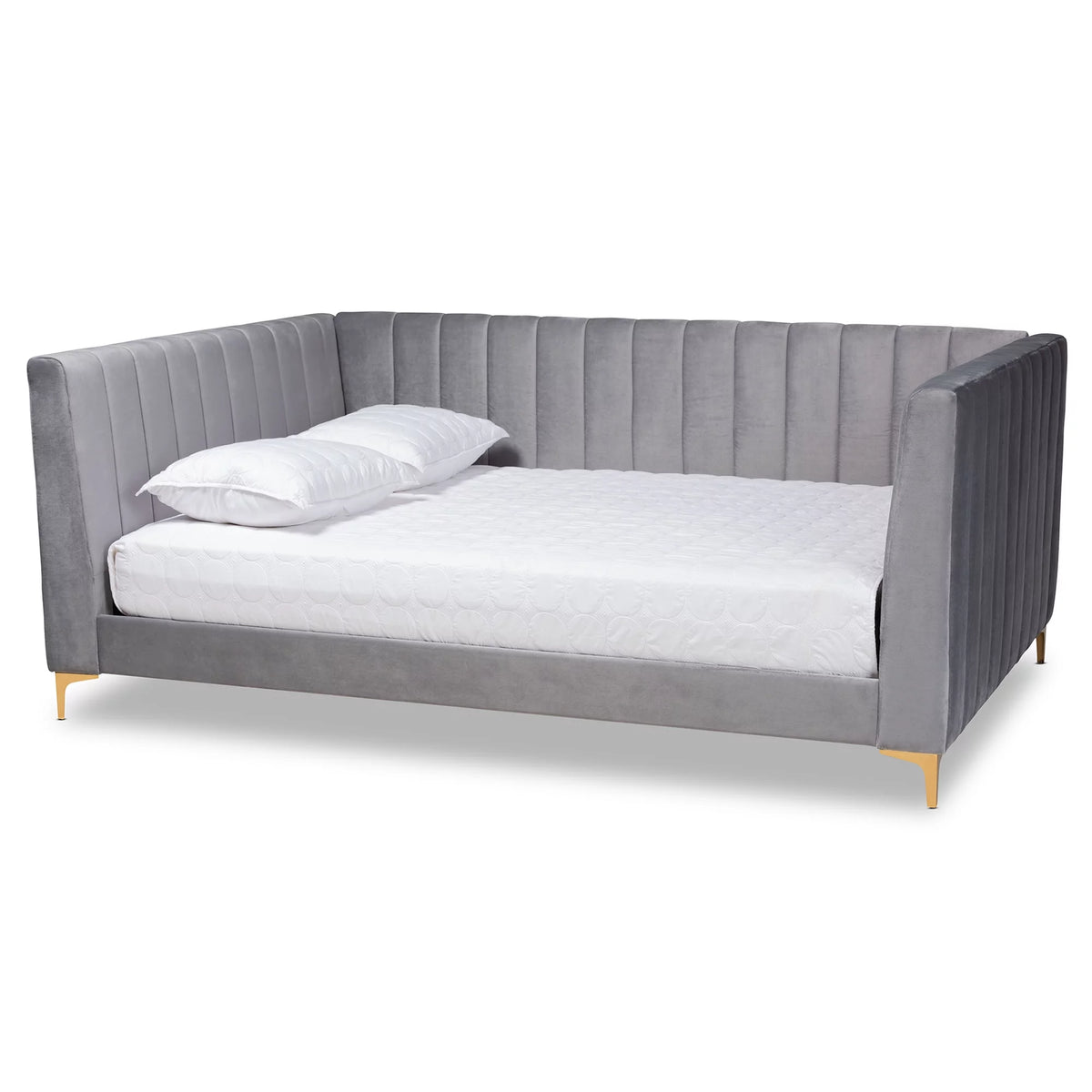 Light Grey Velvet Queen Daybed Y25446