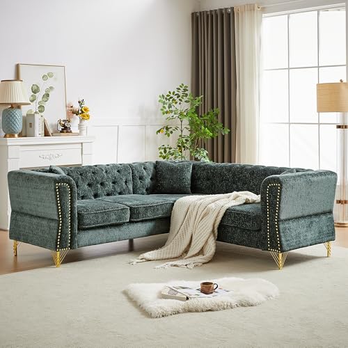 81.5" Chenille L-Shaped 5-Seater Sectional Sofa with 3 Cushions (Gray) G254546