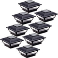 Black 8 Pack Solar Post Cap Light for 4x4 Wood Posts R32523