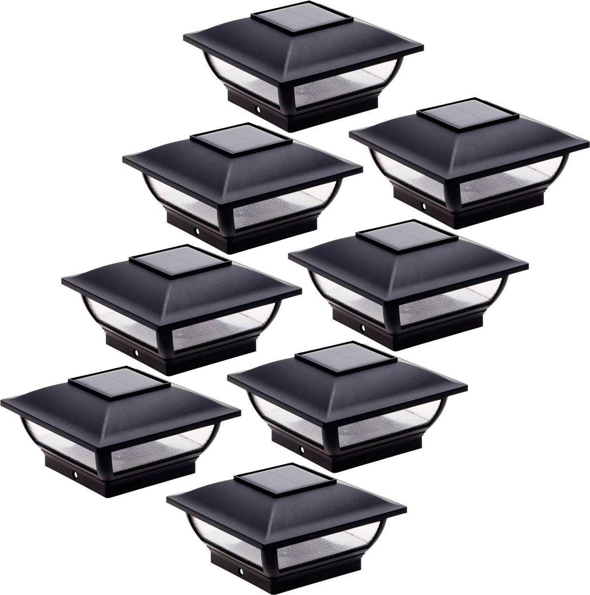 Black 8 Pack Solar Post Cap Light for 4x4 Wood Posts R32523
