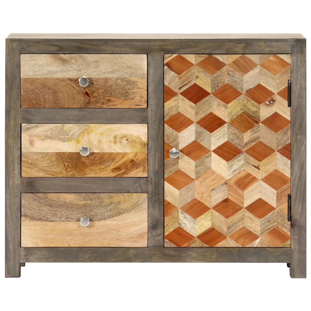 Mango Wood Side Cabinet with Door and 3 Storage Drawers D2508