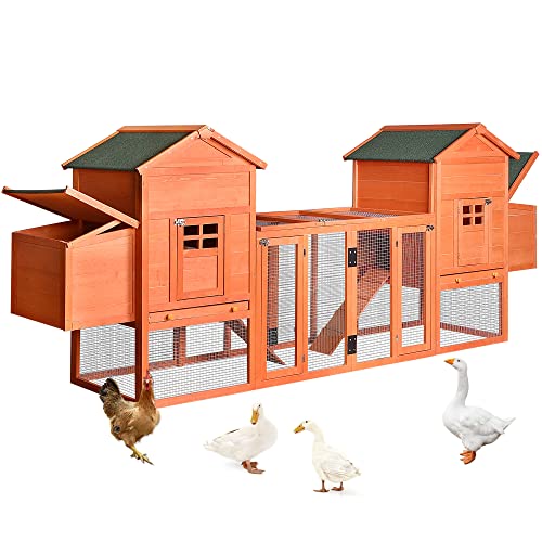 Large Metal Chicken Coop Hexagonal Walk-in Poultry Cage with Anti-UV Cover (13.1 * 8.6ft) B8862