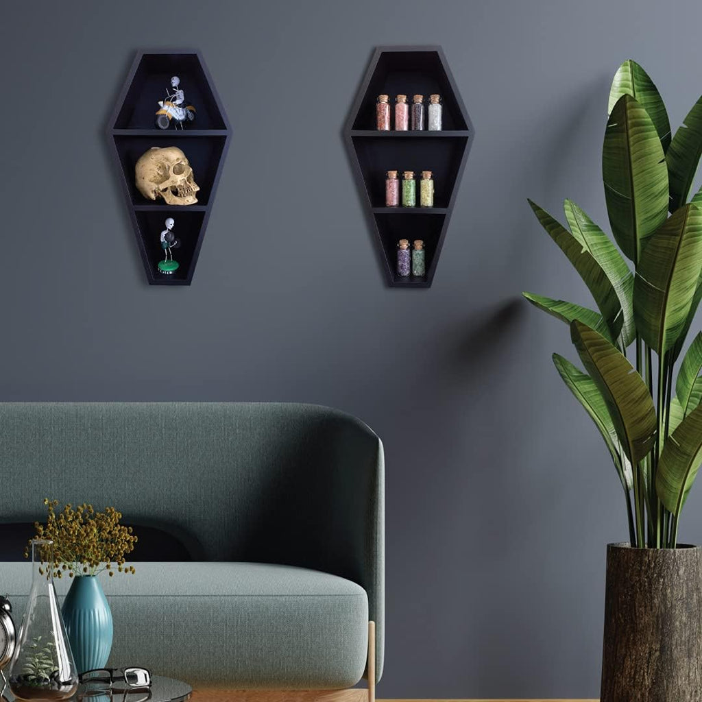 Black Wooden Floating Shelf 14 Inches Tall 7 Inches Wide Pack of 2 N329403