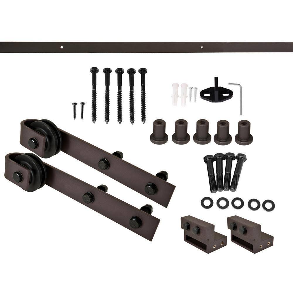Charcoal Black Stained Wood Interior Sliding Barn Door with Hardware Kit N768042