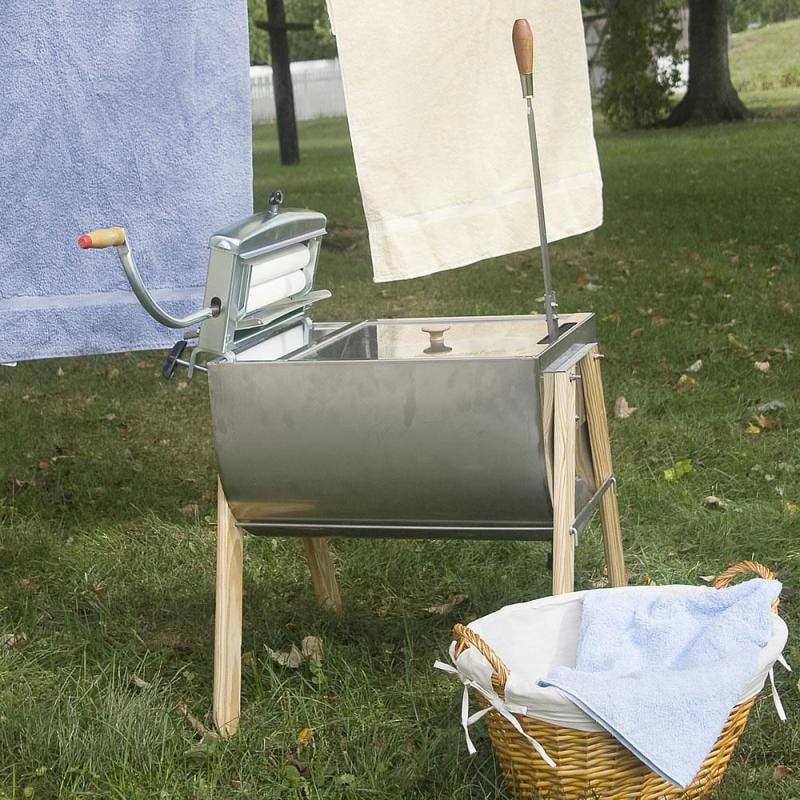 15 Gallon Laundry Agitator Hand Washer Tub and Wringer with Wooden Legs B716215