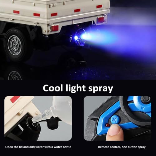 Remote Control Car 1:16 Scale RC Pickup Truck 2.4GHz All Terrain with Spray & Light 3 Batteries White H898