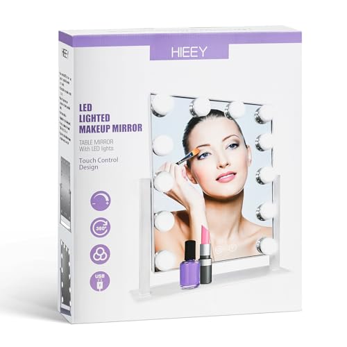 White Hollywood Vanity Mirror with 12 Dimmable Bulbs I9150