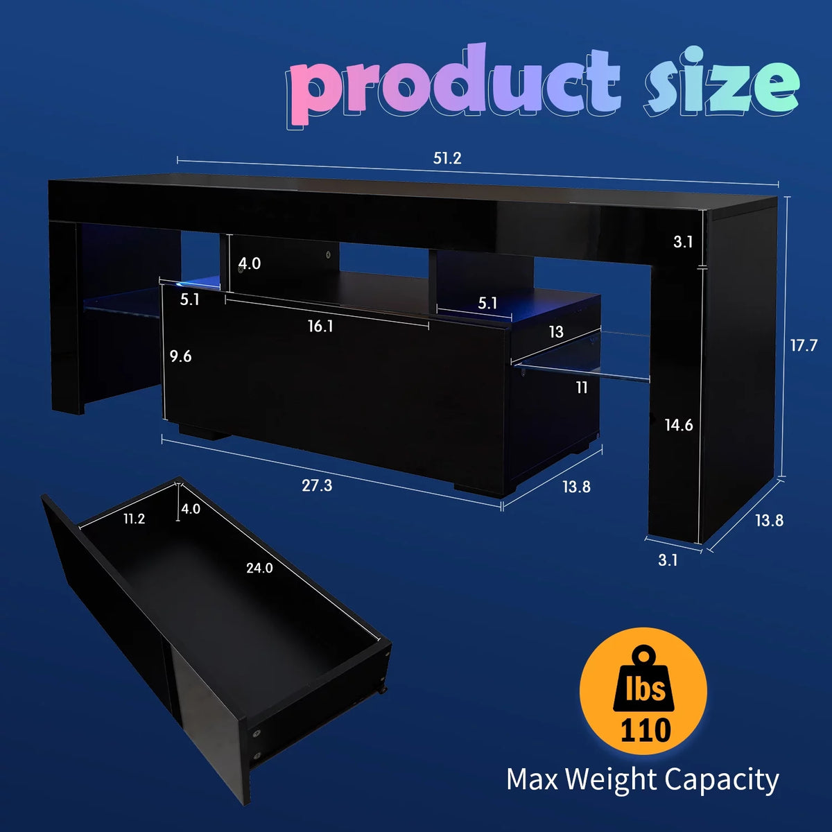 White High Gloss TV Stand with LED Z964640