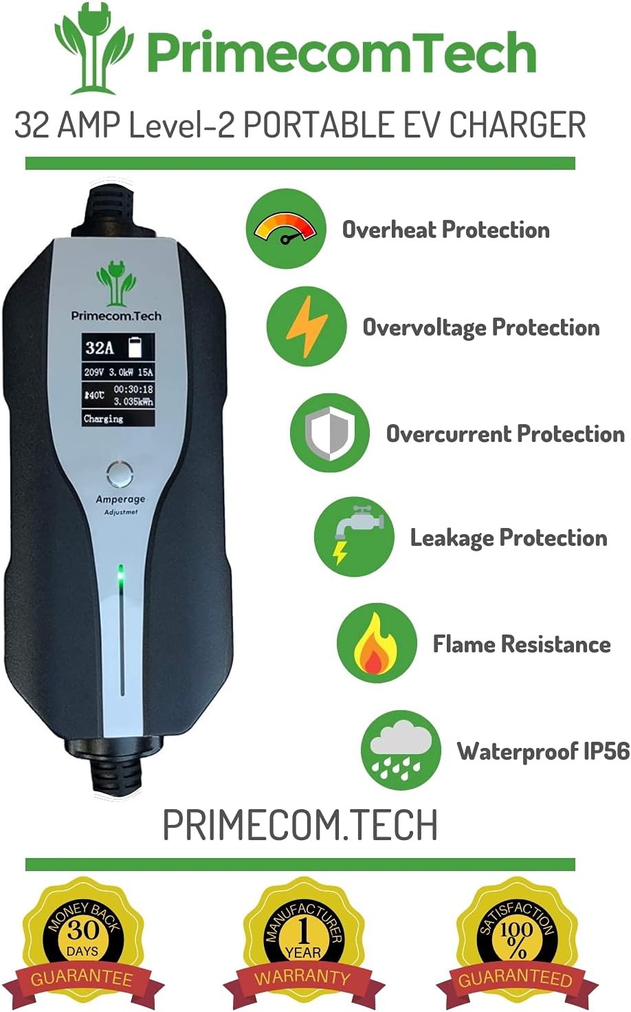 Level 2 Electric Vehicle Charger with 50Ft Cable L8941