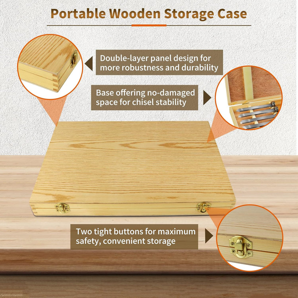 8 Pcs Wood Lathe Chisel Set with Wooden Case F1989