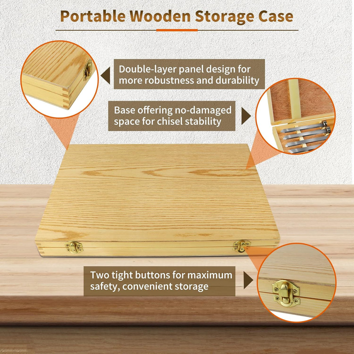 8 Pcs Wood Lathe Chisel Set with Wooden Case F1989
