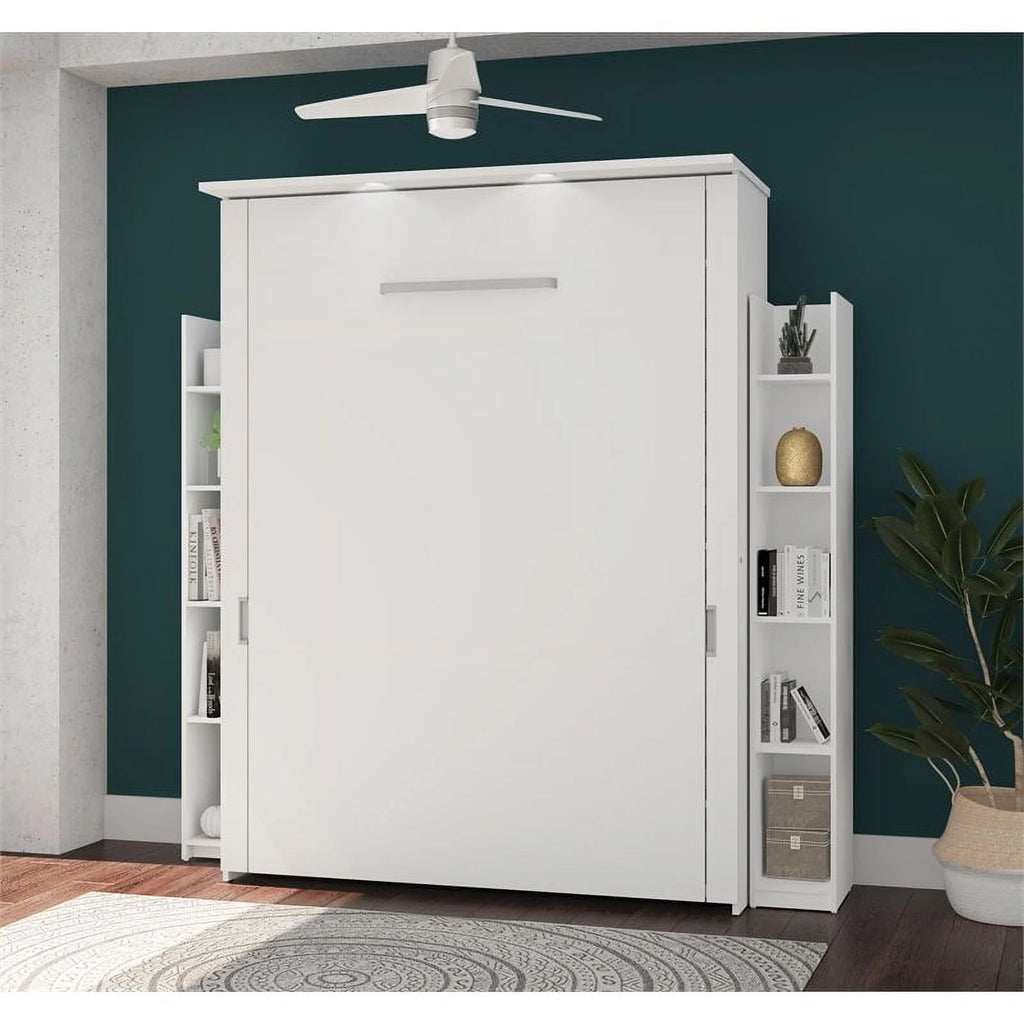 White Queen Murphy Bed with 2 Storage Units A165052