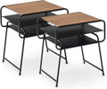3-Tier Side End Table Set Of 2 Brown & Black P819