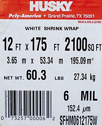 12' x 175' 6 Mil White Shrink Wrap T763271
