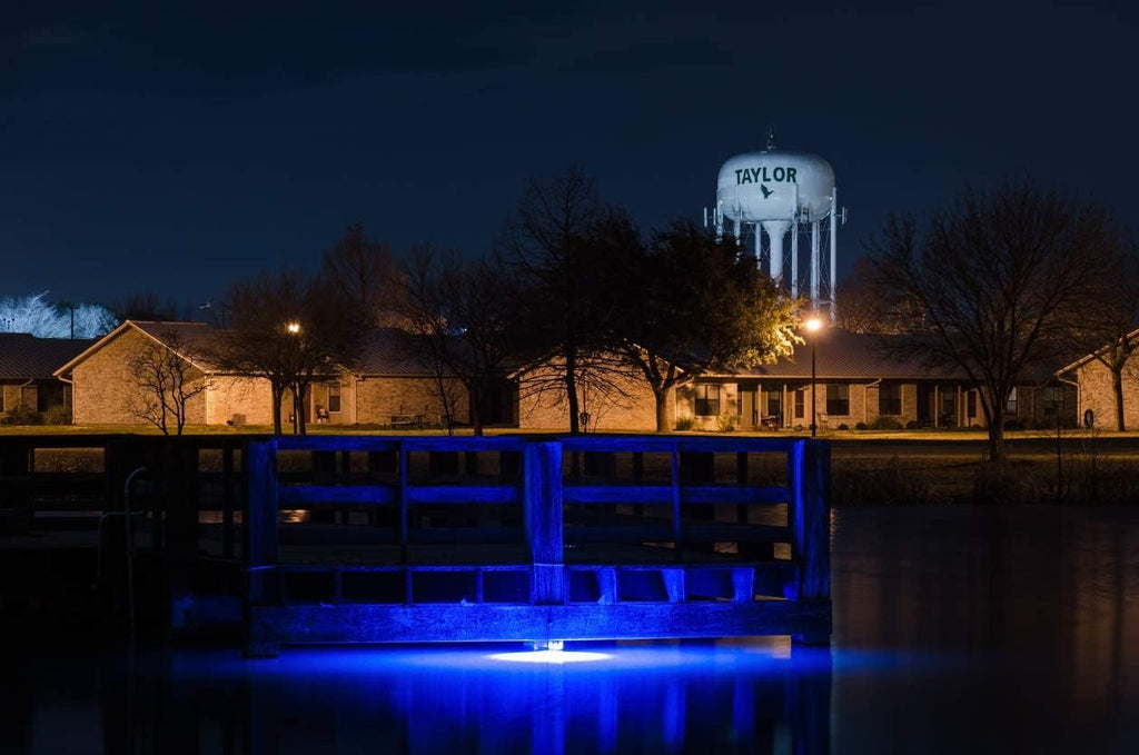 Blue Underwater LED Fishing Lights for Docks, 7500 Lumen with 30ft Cord, 3-Prong Plug C103654