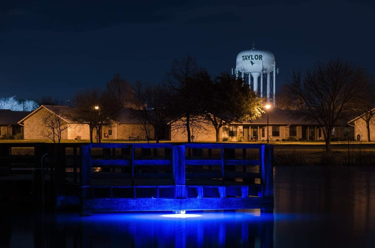 Blue Underwater LED Fishing Lights for Docks, 7500 Lumen with 30ft Cord, 3-Prong Plug C103654