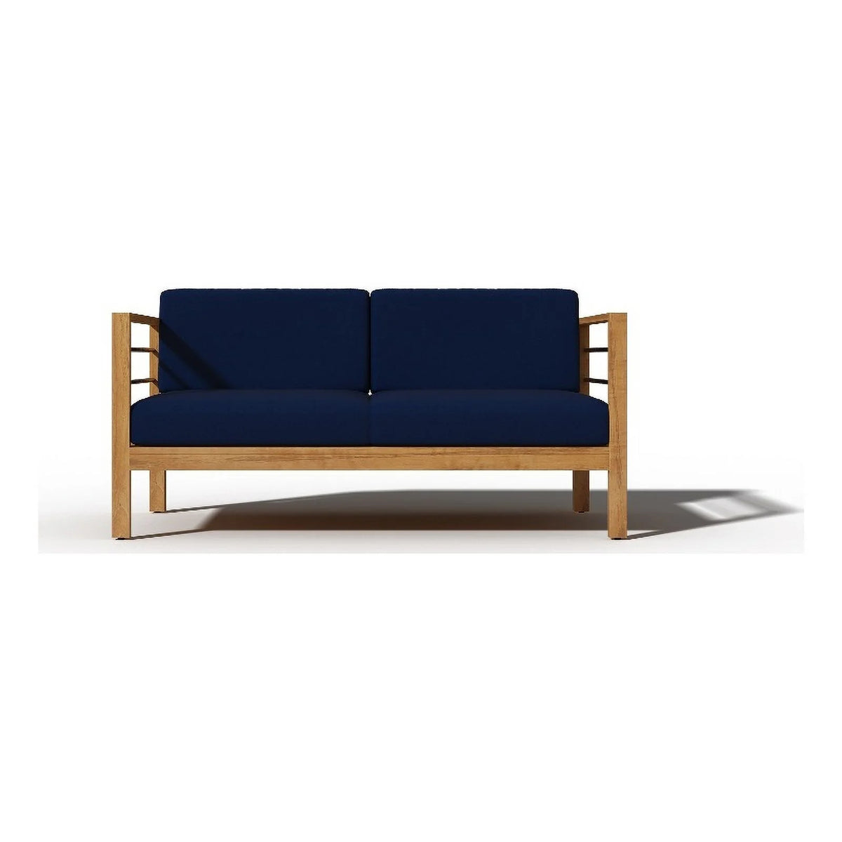 Teak Outdoor Sofa with Navy Cushions N593
