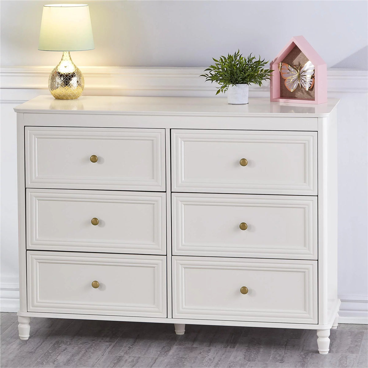 6 Drawer Ivory White Dresser C970819