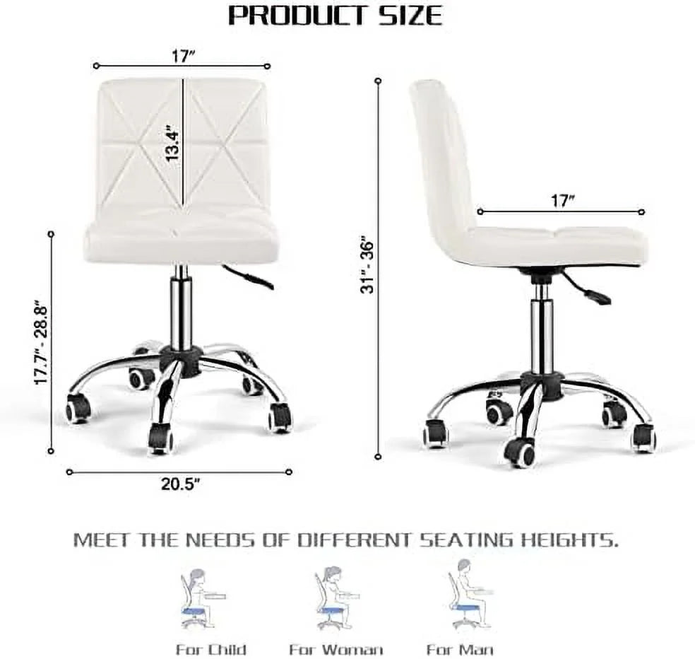 Armless Swivel Office Chair Set of 2 Brown Z1702