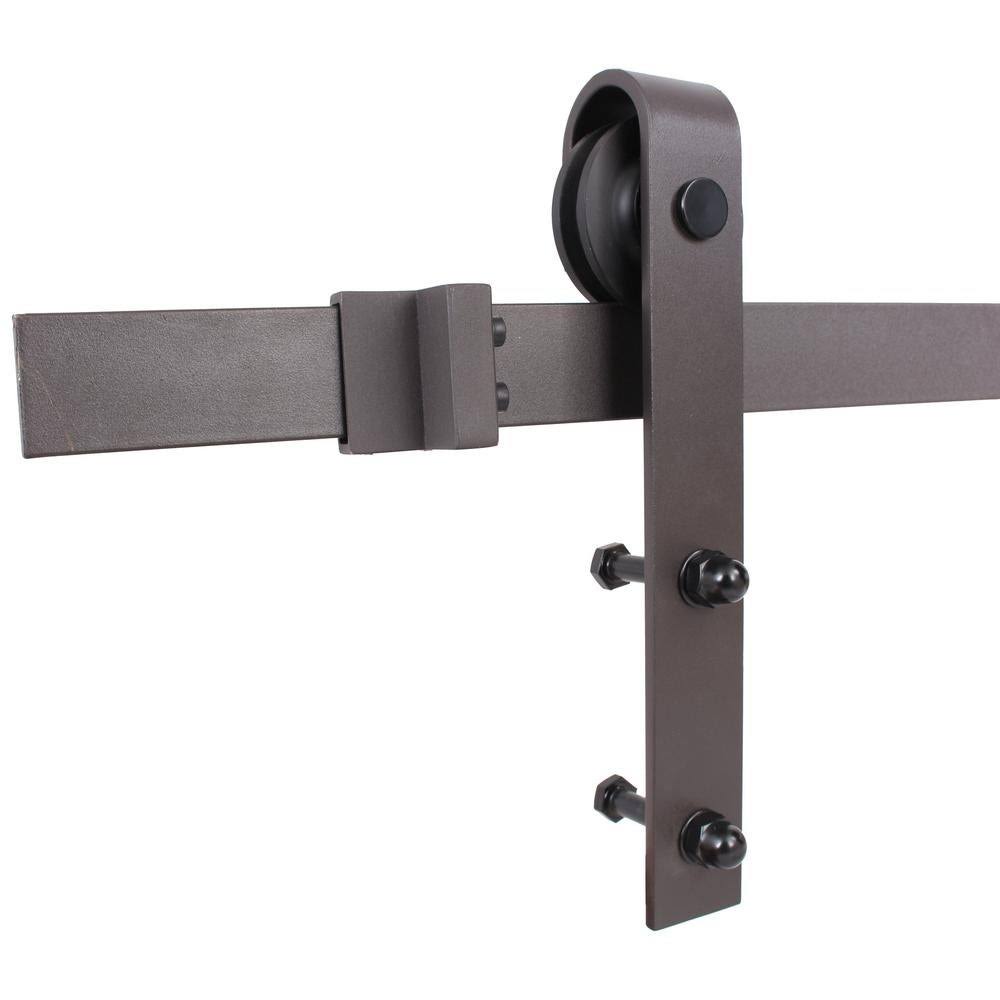 Charcoal Black Stained Wood Interior Sliding Barn Door with Hardware Kit N768042