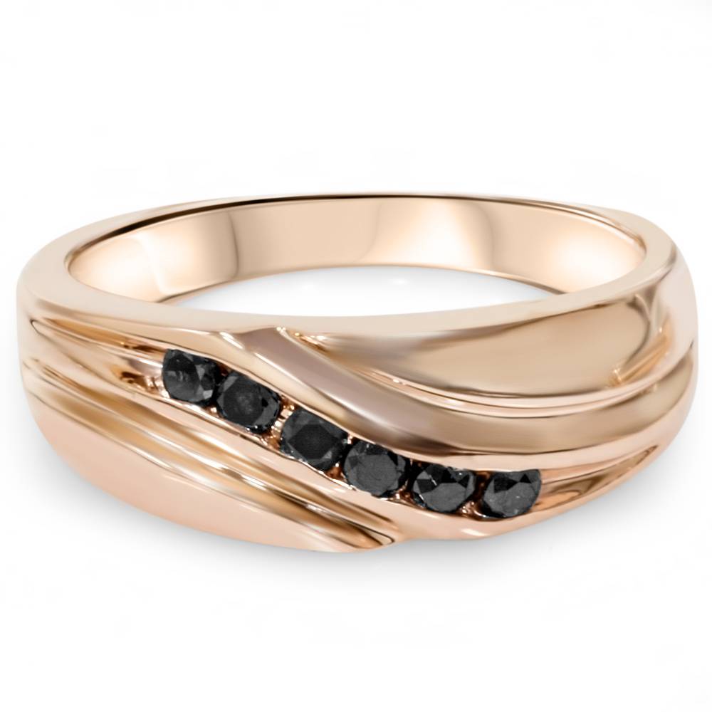 14K Rose Gold Black Diamond Wedding Ring R224282