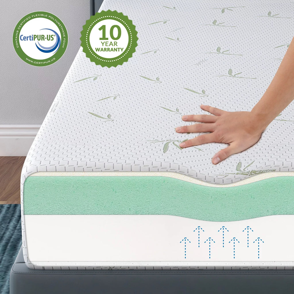 Queen Medium Gel Memory Foam Mattress with Bamboo Knit Cover J348911
