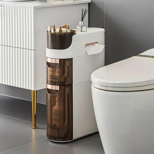 2-Tiers Slim Bathroom Floor Cabinet with Drawers Z44411