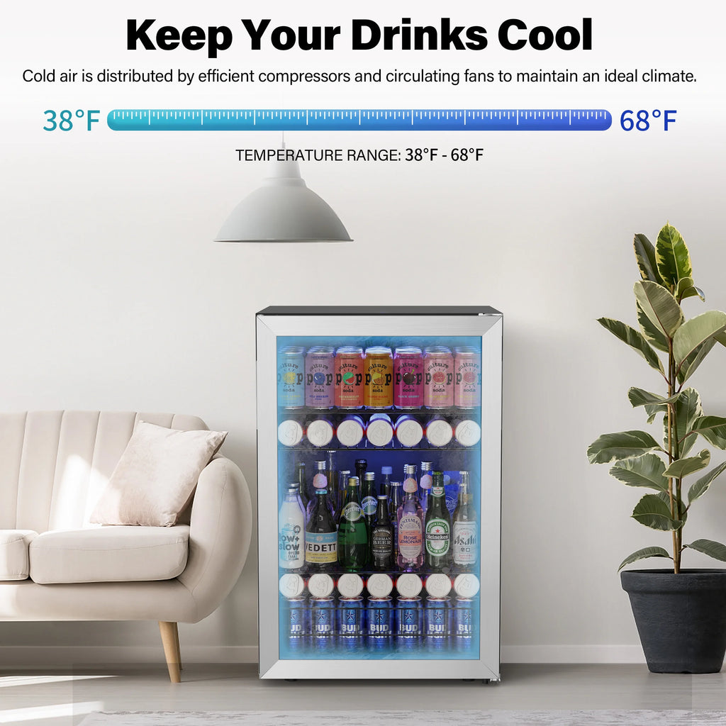 141-180 Can Freestanding Mini Beverage Refrigerator with Glass Door J2684