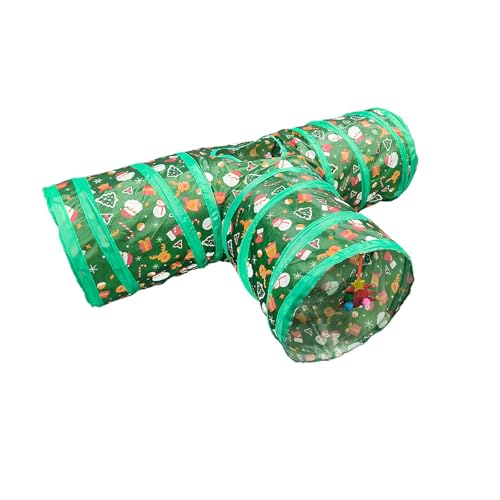 Christmas Cat Tunnel 3-Way Tube Toy with Crinkle and Peek Holes F83373
