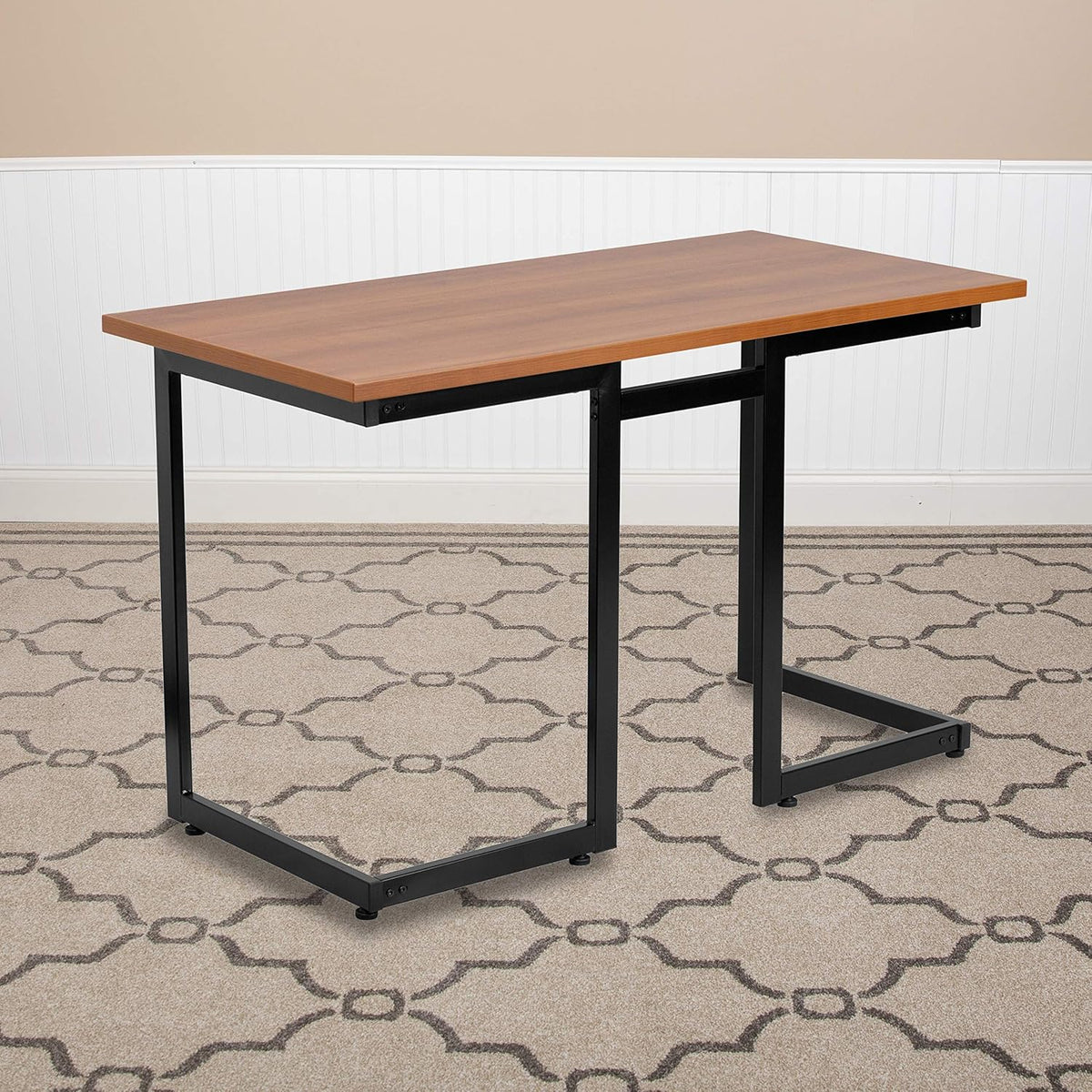 Cherry Computer Desk with Black Metal Frame M7987